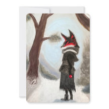 Carte de vacances Renard d'hiver Peinte à la main