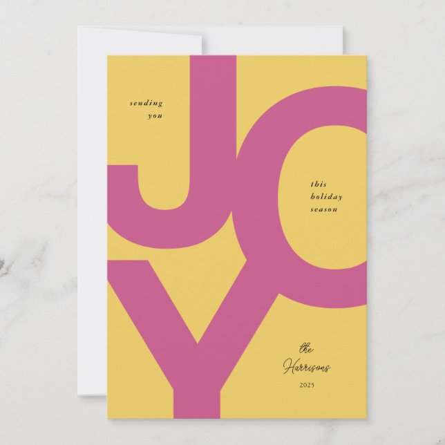 Carte de vacances rose et jaune pour une joie lumi (Devant)