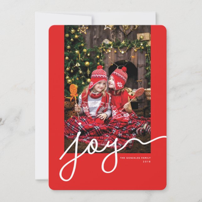 Carte de vacances rouge personnalisée avec photo e (Devant)