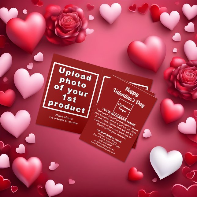 Carte de vacances Rouge Rouge valentin d'affaires (Front and inside of business Valentine folded holiday red card.)