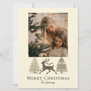 Carte de vacances Rustic Plaid Reindeer Trees