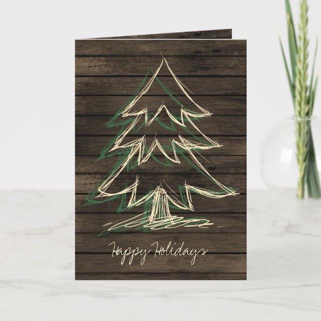 Carte de vacances Rustique Barnwood Pine Tree (Devant)