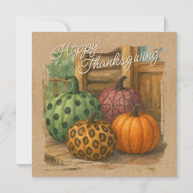 Carte de vacances Rustique Colorée Automne Citroui (Devant)