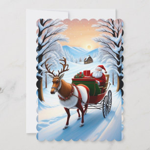 Carte de vacances Santa Claus et Reindeer Flat