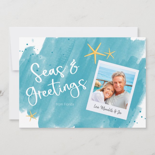 Carte de vacances Seas & Salutations Aqua Turquois (Devant)