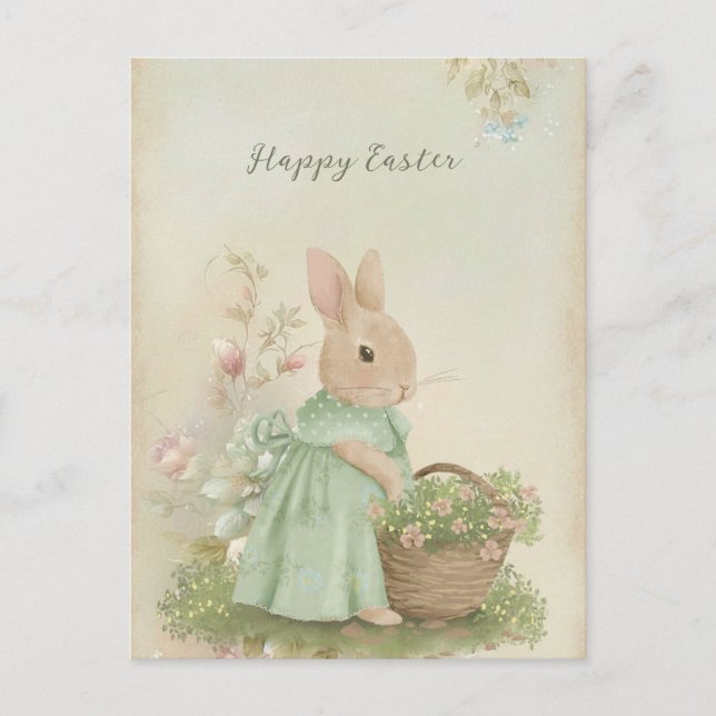 Carte de vacances Shabby Chic de Pâques Rabbit (Devant)