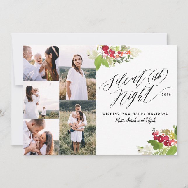 Carte de vacances Silent (ish) nuit multi photo. (Devant)