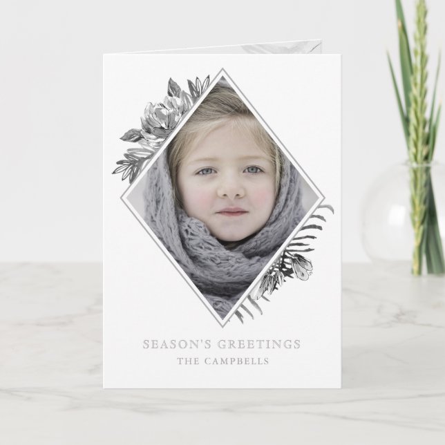 Carte de vacances Silver Grey Botanical Elegant Ph (Devant)