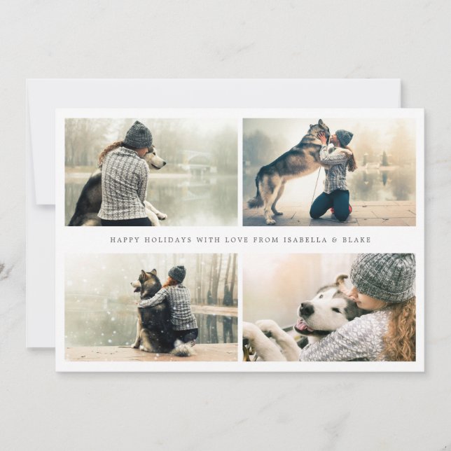 Carte de vacances simple collage de 4 photos (Devant)