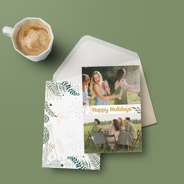 Carte de vacances simple Floral Deux Photo (Créateur téléchargé)