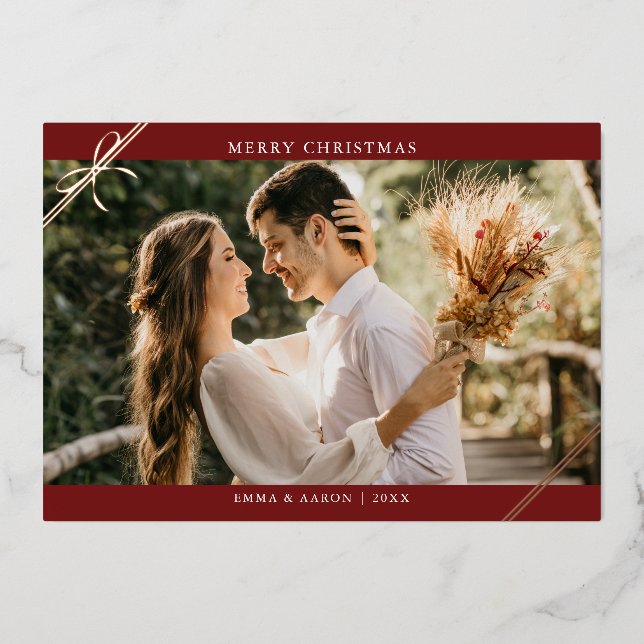Carte de vacances simple Photo moderne Gold Foil B (Recto)