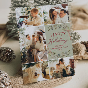 Carte de vacances simple Red Green 5 photo Happy