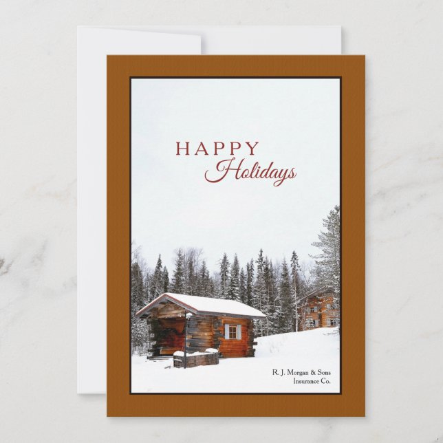 Carte de vacances Snowy Rustic Cabine (Devant)