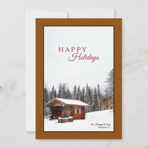 Carte de vacances Snowy Rustic Cabine