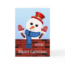 Carte de vacances Soeur Christmas Snowman