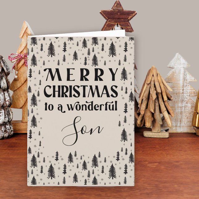Carte de vacances Son Minimal Natural Christmas Tr (Christmas Card for your son. Buy professionally printed or as printable digital download.)
