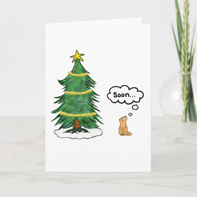 Carte de vacances 'Soon' Tree and Cat - anglais, o (Devant)