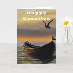 Carte de vacances Sunset Boat Happy