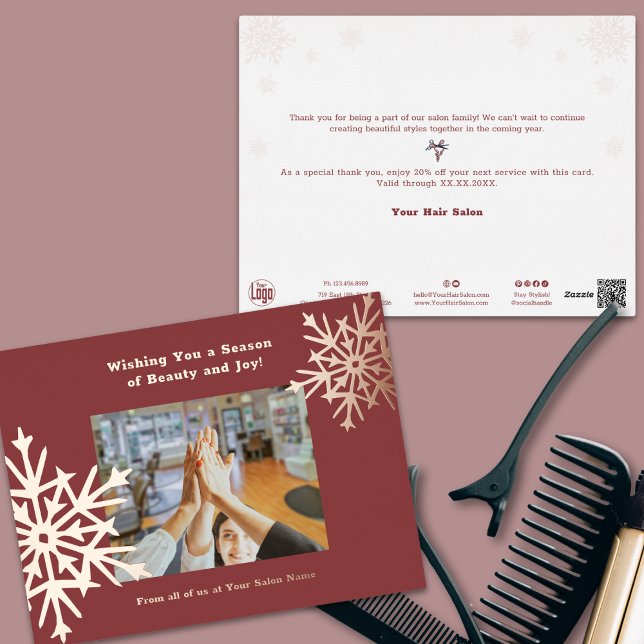 Carte de vacances Team Photo Snowflake Foil Accent (Team Photo Snowflake Foil Accents Holiday Card)