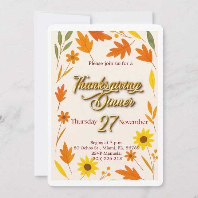 Carte de vacances Thanksgiving (Devant)