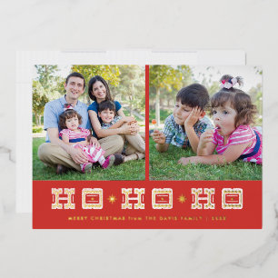 Carte de vacances typographique Ho Ho Ho - Rouge