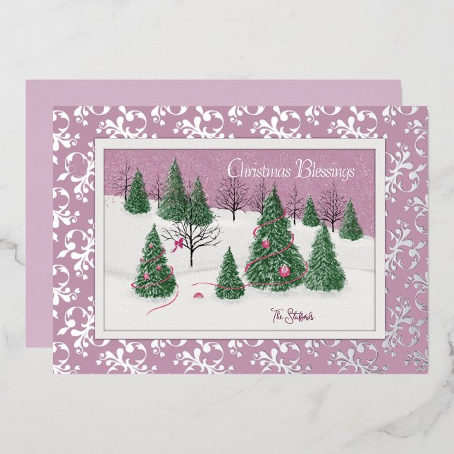 Carte de vacances Victorian Pink Enchanted Forest  (Recto/Verso)