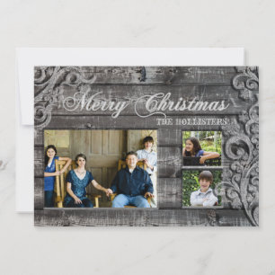 Carte de vacances vintage Grey Wood Trois photos