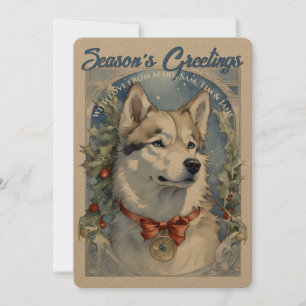 Carte de vacances Vintage Husky Dog
