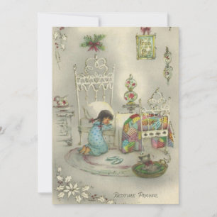 Carte de vacances vintage Little Girl Bedtime Priè