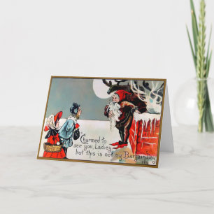 Carte de vacances vintage Père Noël Bargain Day