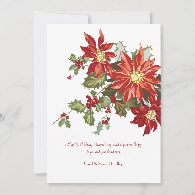 Carte de vacances vintage Poinsettias (Devant)