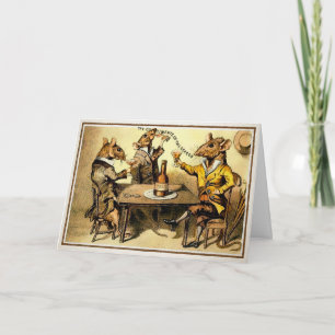 Carte de vacances vintage Rats de boisson