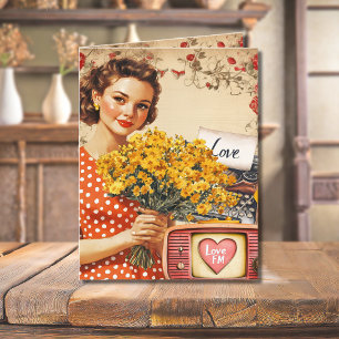 Carte de vacances vintage rétro Saint-Valentin à p