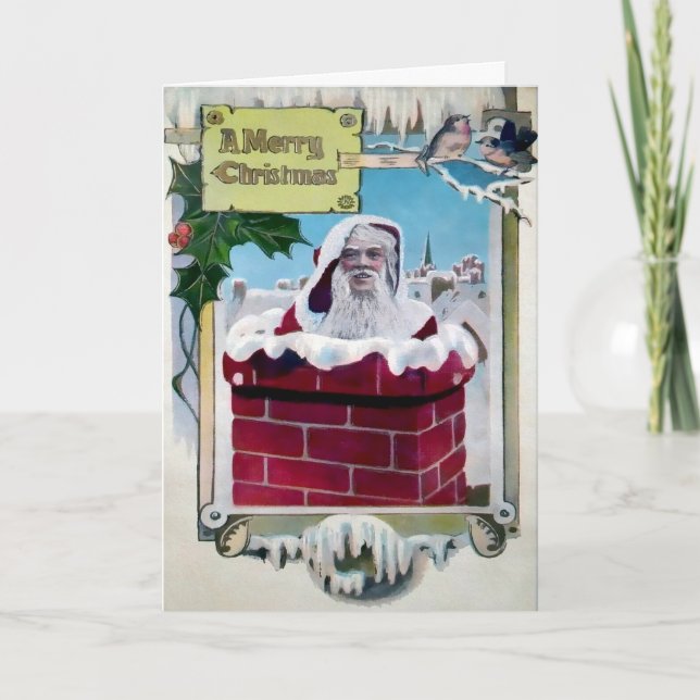 Carte de vacances vintage Ugly Père Noël (Devant)