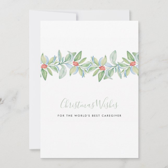 Carte de vacances Watercolor Holly & Berries (Devant)