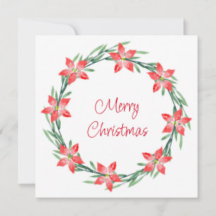Carte de vacances Watercolor Poinsettia Feuille Wr