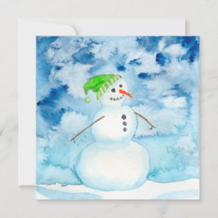 Carte de vacances Watercolor Snowman