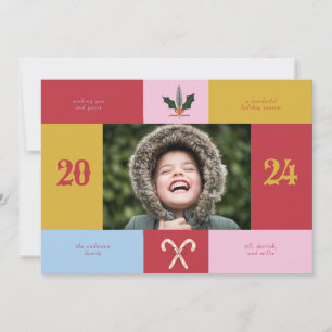 Carte de vacances Whimsical Colorblock Arc-en-ciel