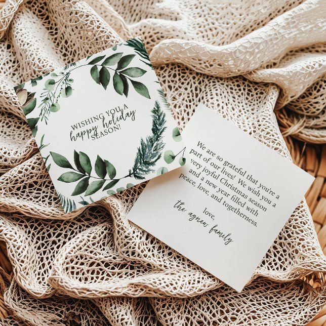 Carte de vacances White Christmas Green & Sage Pin (Créateur téléchargé)