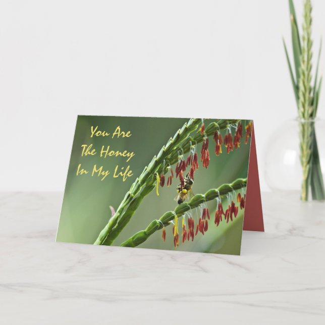 Carte de Valentine d'abeille de miel (Devant)