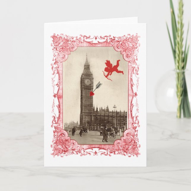 Carte de Valentine de cupidon de Big Ben Londres (Devant)