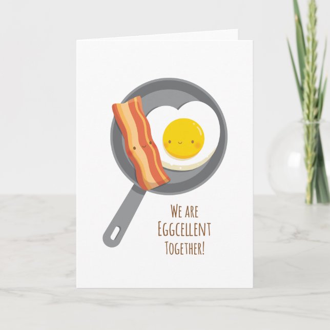 Carte de Valentines d'Oeufs de Kawaii Bacon et Sun (Devant)