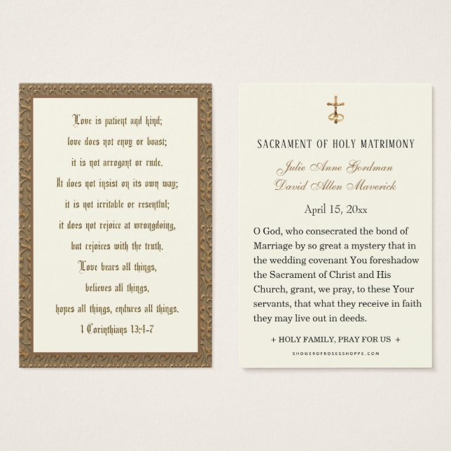 Carte de verset biblique pour mariage chrétien  (Devant & derrière)