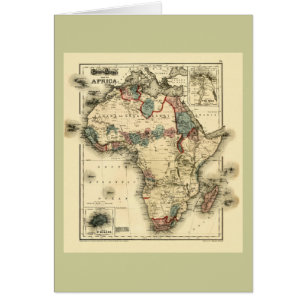 Carte de Viintage 1874 de copie africaine antique
