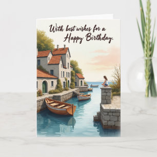 Carte de village côtier pour anniversaire douce