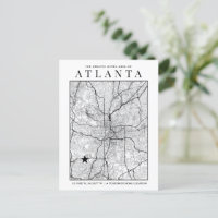 Carte de ville d'Atlanta + carte postale de repère