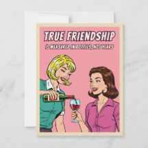Carte de vin rétro drôle humour meilleure amie Pop