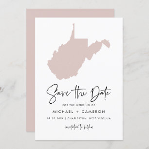 Carte de Virginie-Occidentale rose pâle Script min