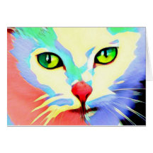 Carte de visage colorée lumineuse de chat,