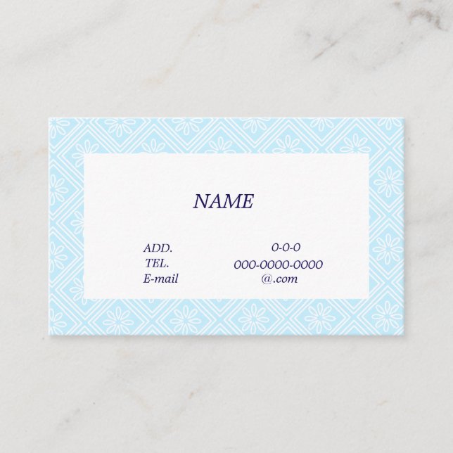 CARTE DE VISITE 文字　カスタマイズ　菊　ブルー 名刺 (Devant)